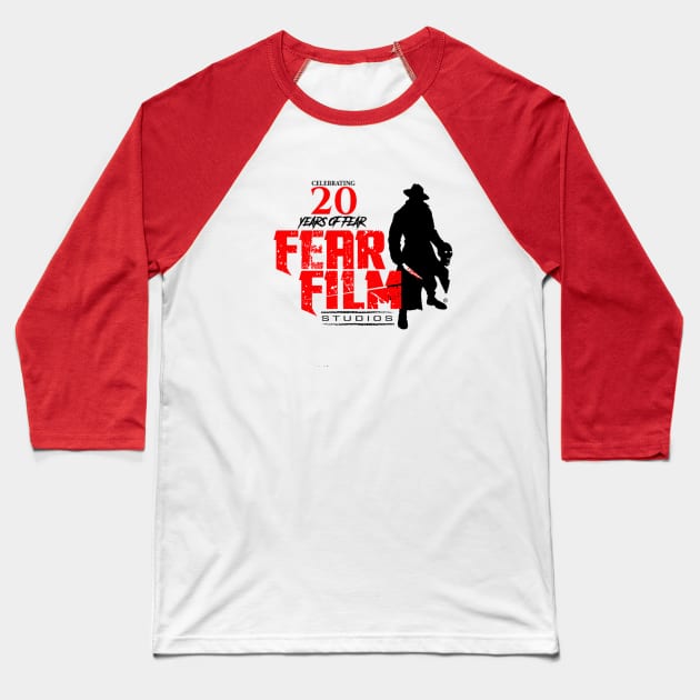 FEAR FILM Studios Anniversary Logo Baseball T-Shirt by FearFilmStudios